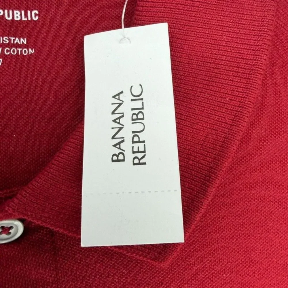 Banana Republic Cotton Pique Polo Men's Large Red Shirt NWT